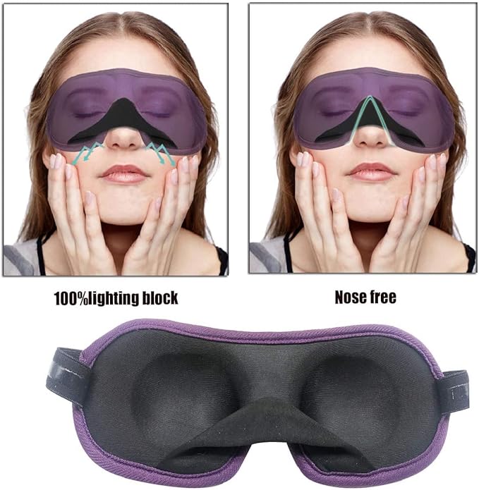 3D Eye mask for Sleeping,Machine Washable, Sleep Mask for Women, Blinder Blindfold Airplane(Black+Rose) - Bloomnest