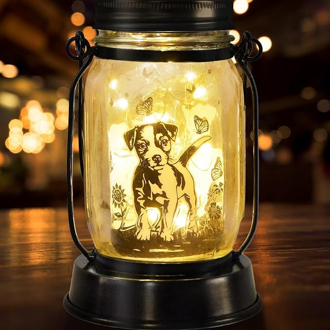 Jack Russell Terrier Gifts for Women/Men Jack Russell Terrier Solar Lanterns Mom Birthday Dog Lovers Lantern Pet loss Pet Memorial Lights Solar Garden Decoration for Yard, Patio,Backyard,Porch Torches - Bloomnest