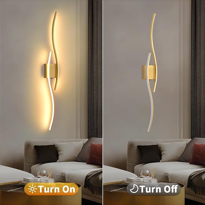 Battery Powered Wall Sconces Set of 2, Gold 39" LED Dimmable Wall Sconce with Remote Control/Timer/Memory, USB Rechargeable Wall Lights for Living Room, Bedroom, Hallway Wireless scones Lighting - Bloomnest
