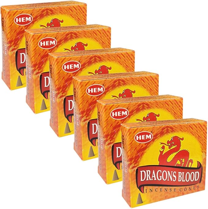TRUMIRI Incense Cone Holder Bundle with Hem Dragons Blood Incense Cones - Pack of 6 (Approx 60 Cones) TRUMIRI