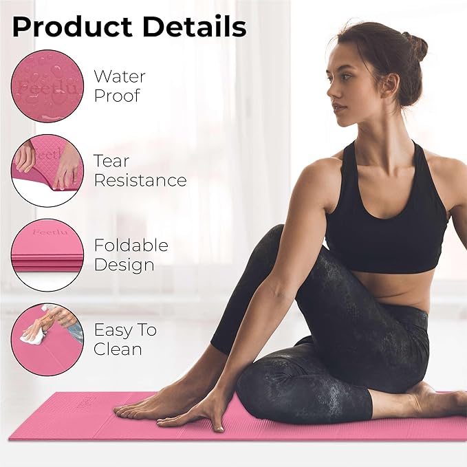 Foldable Yoga Mat, 6mm Thick, Lightweight, Anti-Slip, and Easy to Store – Perfect for Travel, Yoga, Pilates, Home Workouts, and Floor Exercises - Bloomnest