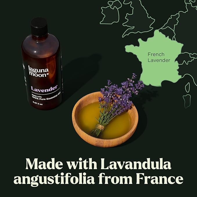 Lagunamoon Lavender Essential Oil - Pure Essential Oils for Diffusers, Humidifiers, Aromatherapy, Cars, Yoga, Home Essentials - Relaxing Fragrance Scents for Fresheners and Candle Making (150ml) - Bloomnest