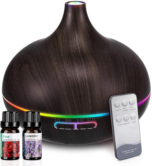 Essential Oil Diffuser Humidifier Ultrasonic Aromatherapy Diffuser with 4 Timer Settings & 7 Different Lights for Office Home Study Yoga Spa Baby - Bloomnest
