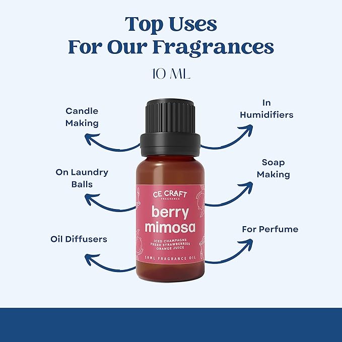 CANDECraftCo Premium Fragrance Oil – Diffuser Oils Fragrances Scented for Home, Candle Soap Making Supplies, Aromatherapy Blends for House (0.34 Fl Oz) (Champagne & Berry Mimosa) - Bloomnest