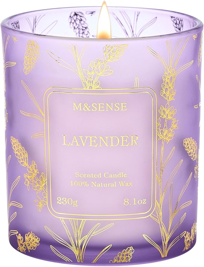 M&SENSE Lavender Candles,Vegan Soy,8.1oz 42-Hour Long Lasting Burning Time,Subtle Scented Candles for Relaxing Bathtub Aromatherapy Calming Sleep,Fancy Home Gifts for Women & Men - Bloomnest
