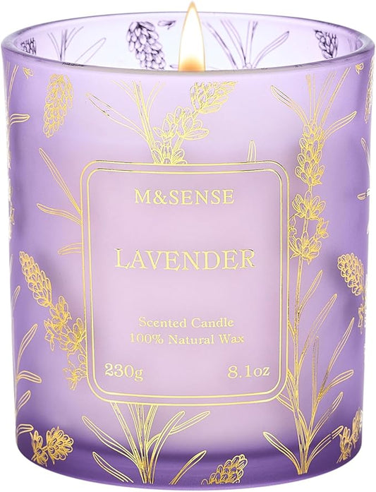 M&SENSE Lavender Candles,Vegan Soy,8.1oz 42-Hour Long Lasting Burning Time,Subtle Scented Candles for Relaxing Bathtub Aromatherapy Calming Sleep,Fancy Home Gifts for Women & Men - Bloomnest
