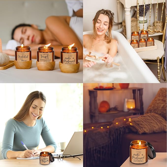 Roowest 10 Jars Thank You Gift Candles 3.5 oz Employee Appreciation Gifts Bulk Soy Wax Jar Inspirational Candle Thank You for Coworkers Employee Women Secretaries Teacher Volunteers(Classic) - Bloomnest