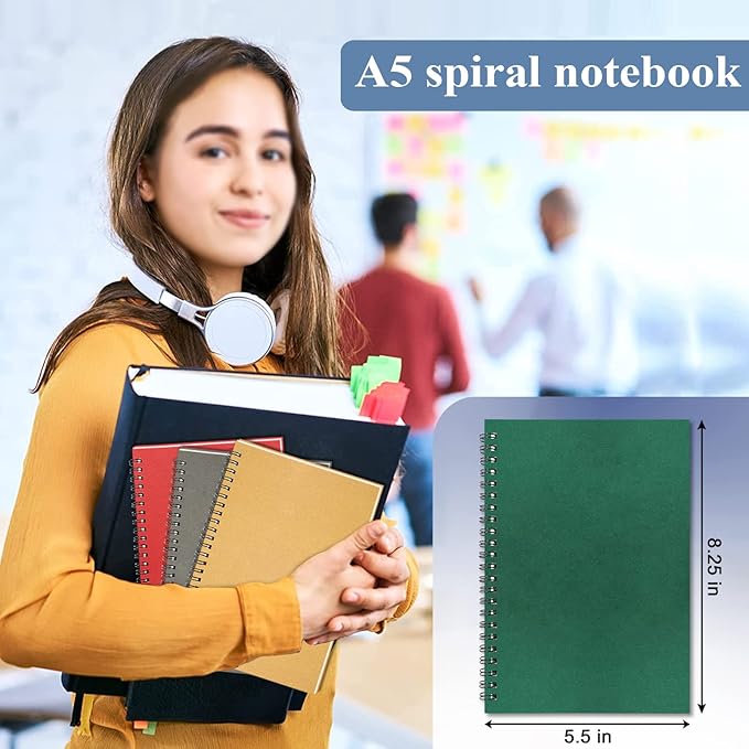 GINMLYDA 12Pack Small Spiral Notebook A5, 8.25x5.5” 120 Lined Pages Wide Ruled Spiral Journal Bulk Blank Kraft Cover Spiral Bound Notebook & Writing Pads for Home Office Meeting Work Note Taking - Bloomnest