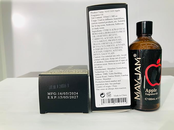 MAYJAM 100ML/3.38FL.OZ Apple Fragrance Oils with Glass Dropper, Essential Oils for Diffusers for Home, Long Lasting Scented Oils for Diffusers Soap Candle Making - Bloomnest