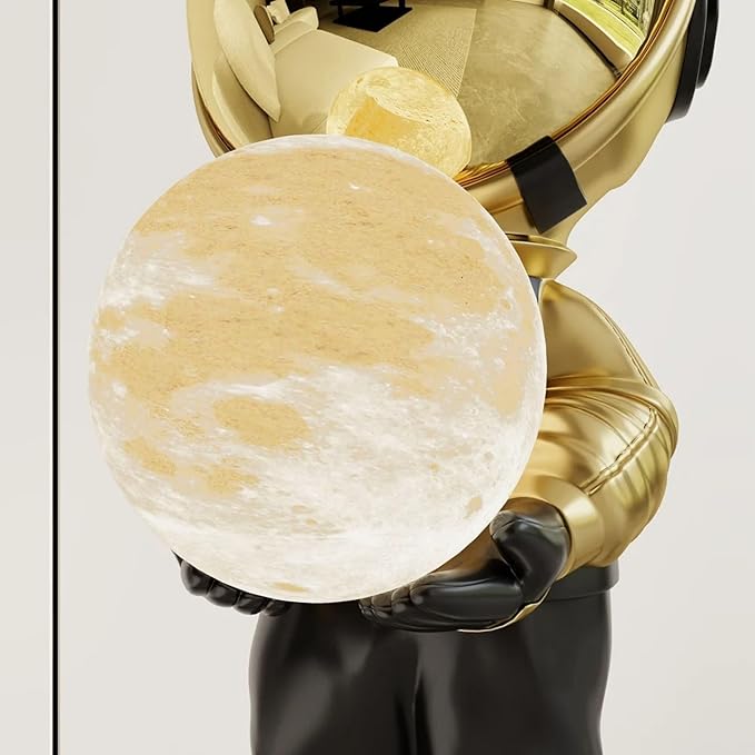 Astronaut Floor Lamp with LED Ball Light, 28.8" Large Space Sculpture Figurine, Modern Resin Astronaut Statue Art Decor for Living Room, Bedroom, Office - Bloomnest