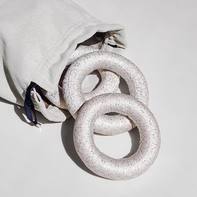 7 Pcs Singing Bowl Cushion Set for 6-12" Tibetan Singing Bowls, Handmade Silk Brocade Round Cushion Pillow for Meditation Sound Healing and Crystal Sound Bowls Accessories(Silver) - Bloomnest