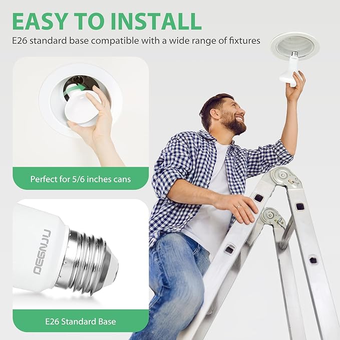 16 Pack BR30 LED Bulb, Dimmable Indoor Flood Lights 7W Equivalent 65W 3000K Warm White, CRI80, 650 LM, E26 Base, 15000 Lifetime Hours, Interior Energy Saving Recessed Light Bulb, Flicker-Free - Bloomnest