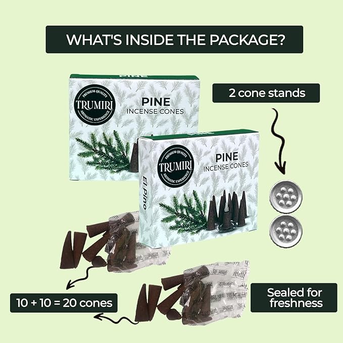 Pine Incense Cones - Dual Pack of 10 - Scented Cone Incense TRUMIRI
