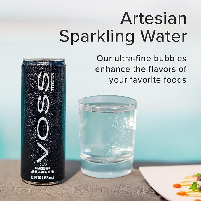 VOSS Artesian Sparkling Water Cans - 3 Pack of 8 – 24 Slim Cans - Pure Carbonated Water Refreshment - Perfect for Celebrations, Home, Office, On-the-Go Hydration - Bloomnest