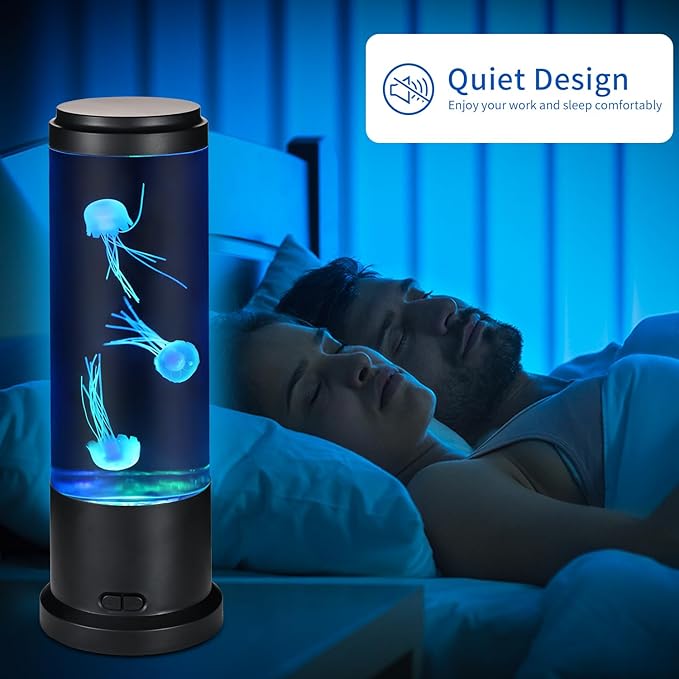 EDIER Jellyfish Lamp, 11 Inch Jellyfish Aquarium with Color Changing Light, Noiseless Pump, USB/Battery Powered Mood Light for Home Decor, Gift for Kids Men Women - Bloomnest