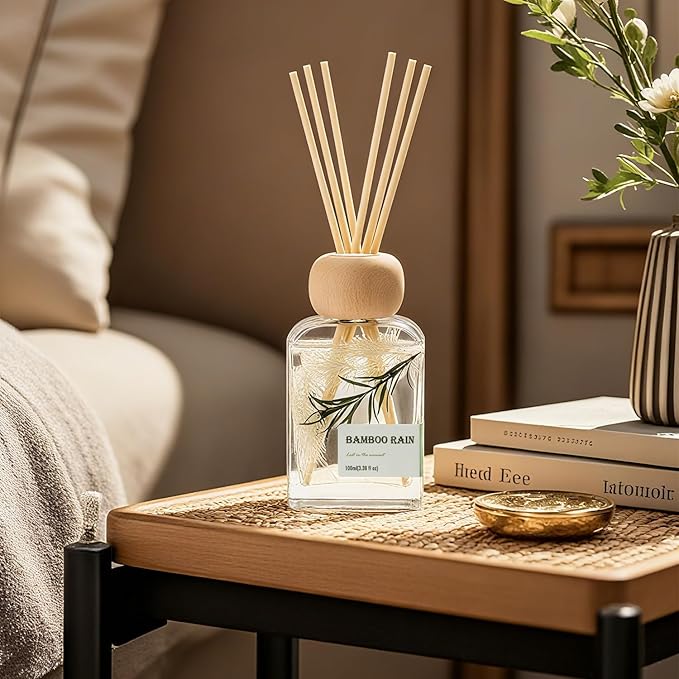 Bamboo Essential Oil Reed Diffuser - 3.34 Fl Oz, Luxury Hotel Collection Diffuser Oil Inspired by Ritz Carlton for Home&Office, Bedroom Living Room Shelf Decor, Accessories,Non-Toxic & Gift Ready - Bloomnest