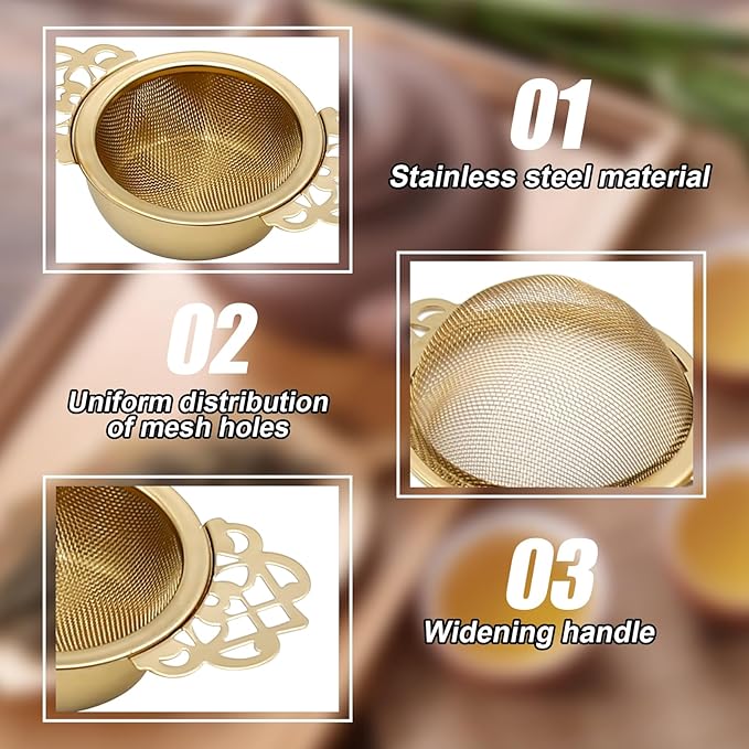 304 Stainless Steel Tea Drain Strainer Tea Filter Mesh Tea Drip Bowls Teapot Strainer With Petal Handles Tea Divider, Pack Of 4 - Bloomnest