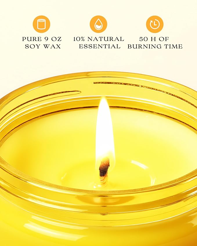 AOOVOO 4 Pack Citrus Lemon Odor Eliminating Highly Fragranced Candle - Eliminates 95% of Pet, Smoke, Food, and Other Smells Quickly, Air Freshing Soy Candle - Bloomnest