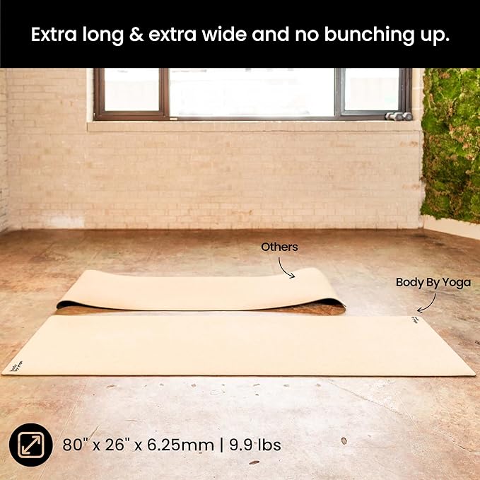 Luxury Cork Yoga Mat - Non Slip, Extra Thick Grip. Thicker, Longer, and Wider for More Comfort and Support. Tough Enough For Hot Yoga. Natural, Non Toxic, and Eco Friendly. Optional Alignment Lines. - Bloomnest