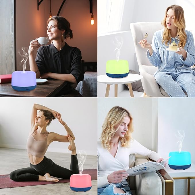300ML Essential Oil Diffuser with Remote Control, 7 LED Color Changing Light,Ultrasonic Cool Mist Scent Humidifier - Bloomnest