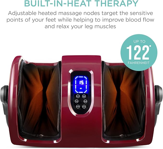 Best Choice Products Heated Shiatsu Foot Massager for Pain Relief, Plantar Fasciitis, Neuropathy, Blood Circulation w/Compact Design - Burgundy - Bloomnest