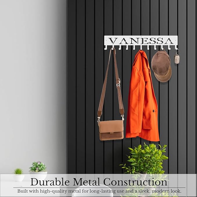 Personalized Metal Key Rack Hooks, Key Holder Wall Mounted Key Hooks, Name Theme Wall Decoration Hooks, Key Hanger Organizer for Living Room, Entryway, Bathroom, Office Decor(Middle) - Bloomnest