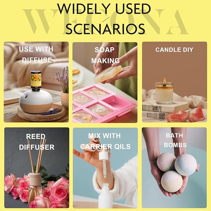 Citrus Essential Oils Set for Diffuser - 6x10ml Aromatherapy Oils Including Bergamot, Lemon, Grapefruit, Lime, Lemongrass, and Citrus Bloom - Essential Oils for Diffuser Use at Home or Office - Bloomnest