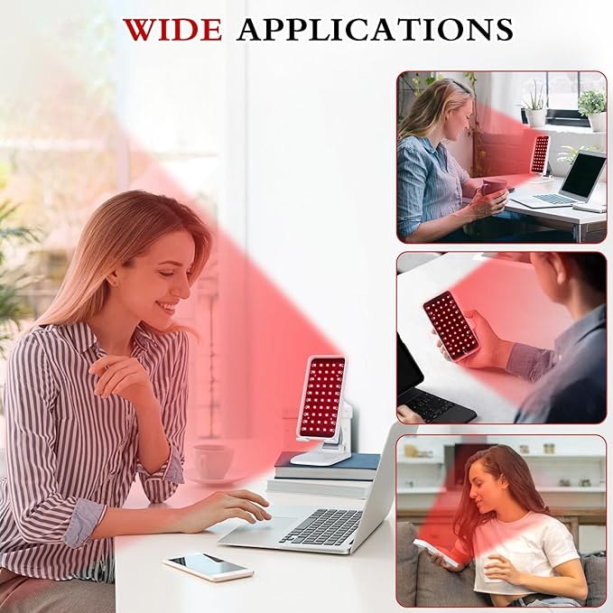 Red Light Therapy, Handheld Red Light Therapy for Face with Adjustable Stand, 660nm & 850nm Infrared Red Light Therapy Device at Home and Office Use SAVILER