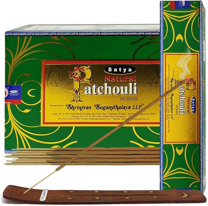Natural Patchouli Incense Sticks and Incense Stick Holder Bundle Insence Insense Satya Incense - Bloomnest