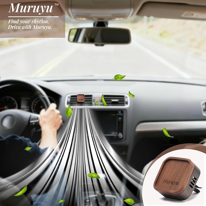 Car Diffuser, Walnut Wood & Zinc Alloy with Magnetic Cover, Refillable Car Air Freshener with 2 Refill Pads, Elegant Auto Decor (No Essential Oils) - Bloomnest