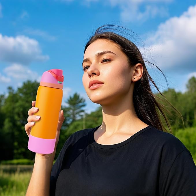2PCS Silicone Water Bottle Boot, Compatible with Owala 24oz 32oz 40oz, Protective Anti-Scratch & Anti-Dent No Noise Sleeve Cover for FreeSip/Twist/Flip Water Bottles (Tropical, 32oz) BKBY