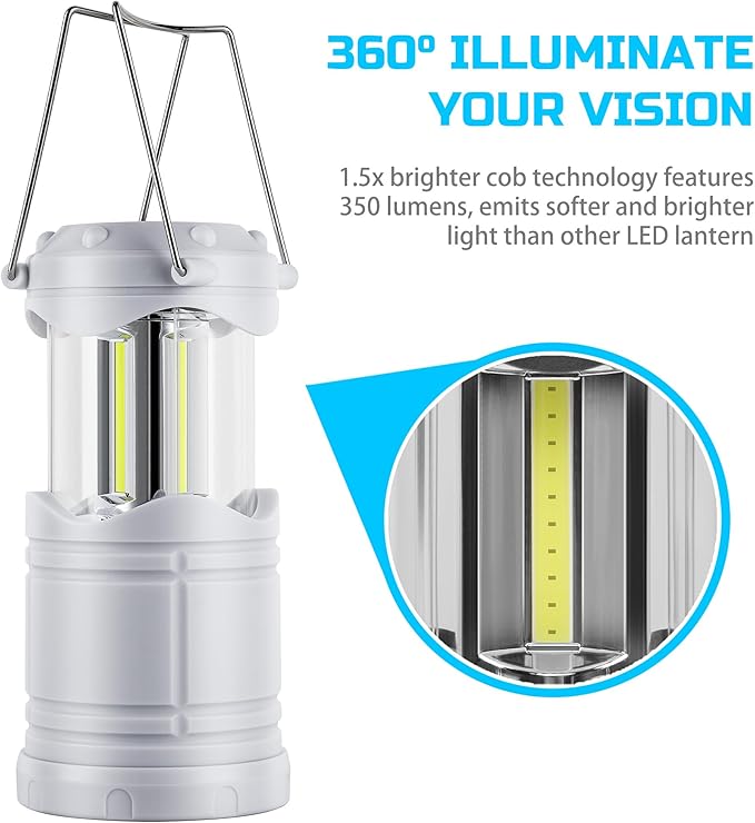 Lichamp LED Camping Lantern, 4 Pack Battery Powered Flashlight for Power Outages, Portable Collapsible Hanging Light Essential for Home, Outdoor, Emergency Lamp Survival Kit Gear for Hurricane, B4LW - Bloomnest