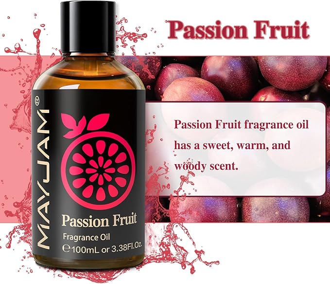 MAYJAM 100ML/3.38FL.OZ Passion Fruit Fragrance Oils with Glass Dropper, Essential Oils for Diffusers for Home, Long Lasting Scented Oils for Diffusers Soap Candle Making - Bloomnest
