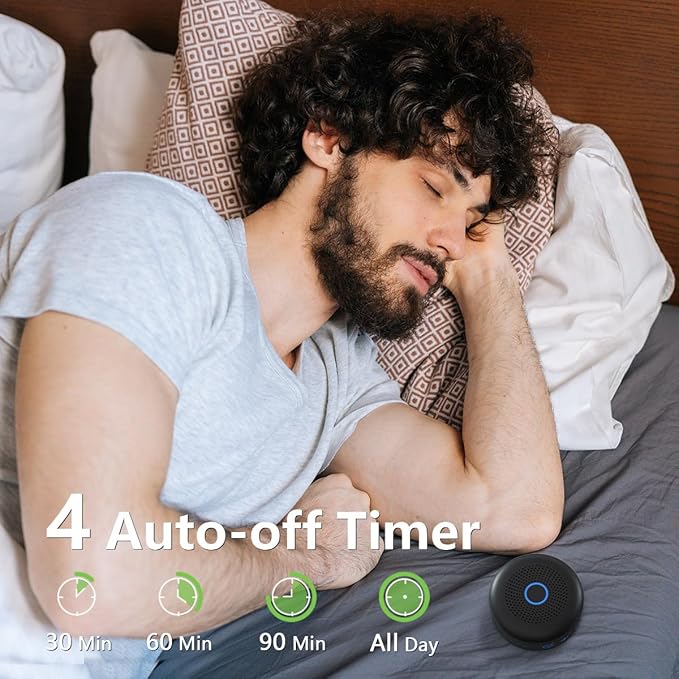 Sleepbox Portable White Noise Sound Machine 30 Soothing Sounds Rechargeable Battery Small for Travel 32 Volume Control Noise Canceling Sleep Machine Sound Therapy for Baby Kids Adults (Black) - Bloomnest
