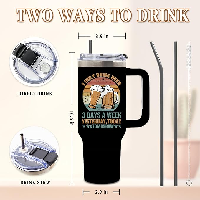 DUUV Beer Gifts for Men, Beer Tumbler 40 Oz, Funny Beers Designs Stainless Steel Insulated Mug Gifts for Beers Lovers, Christmas Birthday Gift for Home Bar Casual Gatherings,Parties, 1PCS - Bloomnest