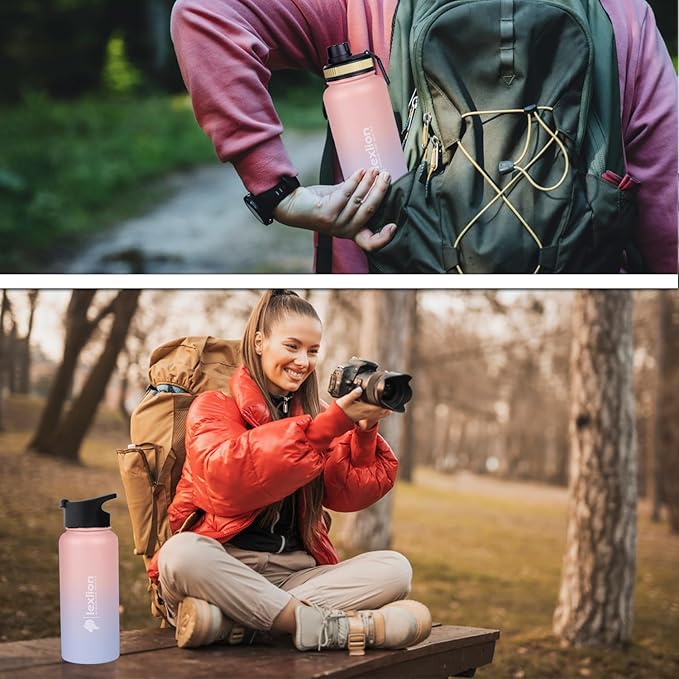 Lexlion Tea Infuser Water Bottle 32 Oz – Triple Wall Insulated Stainless Steel, Loose Leaf & Fruit Strainer, 3 Leakproof Lids, BPA-Free Silicone Sleeve, Reusable Thermal Mug - Bloomnest