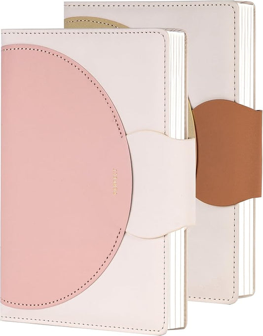 CAGIE Lined Journal for Women, 100GSM 192 Pages Leather JournalS for Writing with Buckle Closure,A5 Hardcover Diary Journaling Notebooks for Business Work School Note Taking 5.9" x8.5 (Brown & Pink) - Bloomnest