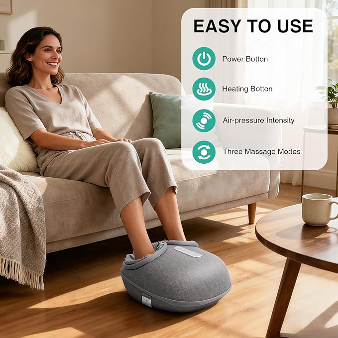 Medcursor Foot Massager Machine with Heat, Shiatsu Deep Kneading, Delivers Relief for Tired Muscles and Plantar, Multi-Level Settings & Adjustable Intensity for Home or Office Use, Gifts for Women Mom - Bloomnest