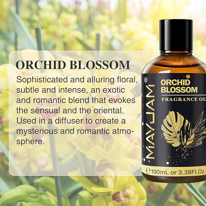 Orchid Blossom Fragrance Oil Essential Oil, MAYJAM 3.38FL.OZ Orchid Blossom Oil for Diffusers for Home, Long Lasting Scented Oils for Soap Candle Making - 100ML - Bloomnest