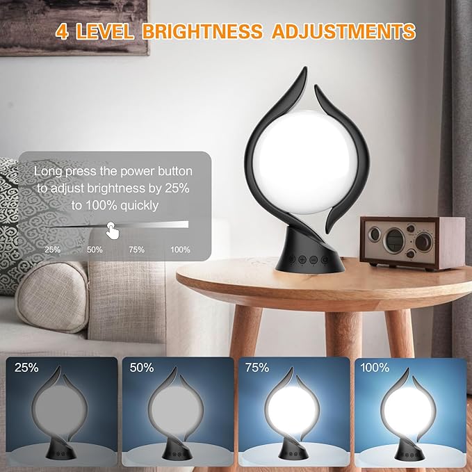 Voraiya Light Therapy Lamp 10000 Lux, UV-Free Therapy Light with 5 Brightness, 3 Color Temperature, 4 Timer, Memory Function, Full Spectrum, Bright Seasonal Sun Light Lamp for Bedroom, Office (Black) - Bloomnest