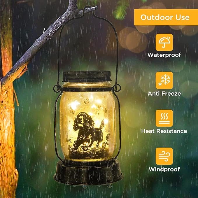 Cocker Spaniel Dog Gifts for Women/Men Cocker Spaniel Solar Lanterns Birthday Dog Lovers Lantern Pet Loss Dog Memorial Lights Solar Garden Decoration for Yard, Patio,Backyard,Porch Torches Light - Bloomnest