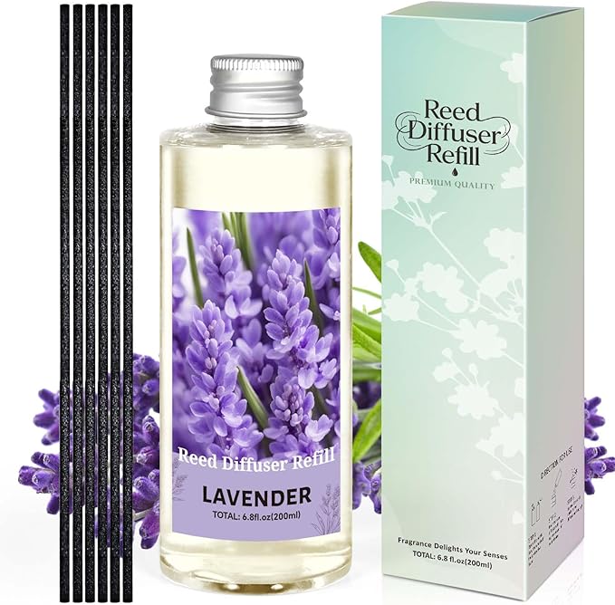 STRN Lavender Essential Oil Reed Diffuser Refill 200ml Long-Lasting Aromatherapy, Natural Fragrance Liquid with Eco-Friendly Bottle for Home, Bedroom, Spa - Bloomnest