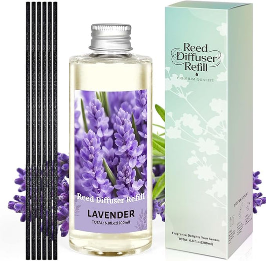 STRN Lavender Essential Oil Reed Diffuser Refill 200ml Long-Lasting Aromatherapy, Natural Fragrance Liquid with Eco-Friendly Bottle for Home, Bedroom, Spa - Bloomnest