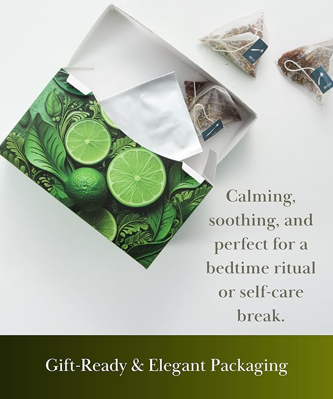 EZR Leaf Lemon Verbena Herbal Tea Caffeine-Free Decaf Relaxing Blend 20 Pyramid Tea Bags 1.4 Once with Rooibos, Lavender, Lemongrass - Bloomnest