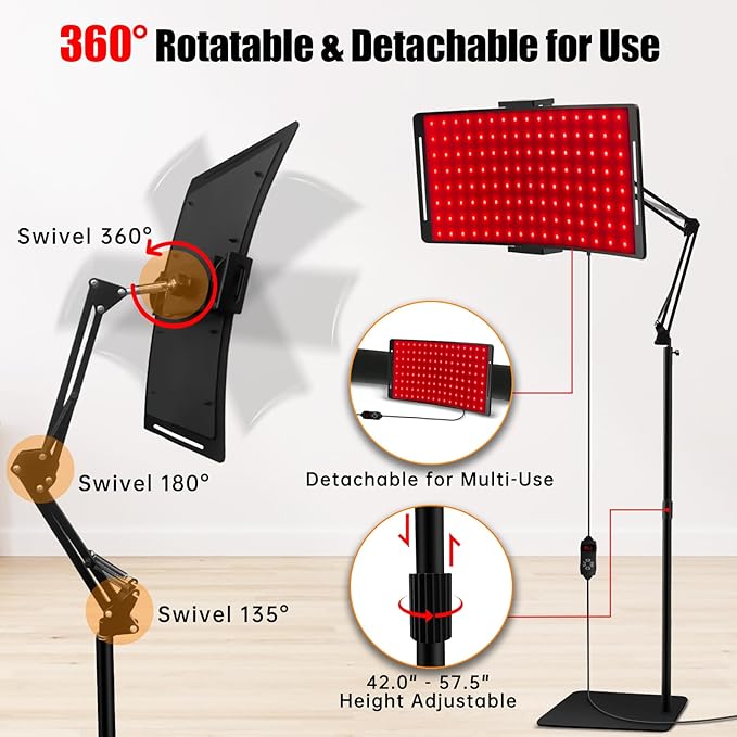 Red Light Therapy Lamp 10-in-1 with Stand & Belt, 660nm Red Light and 850nm Near Infrared, Face & Body Care Device for Skin & Muscle Recovery YOEYOU