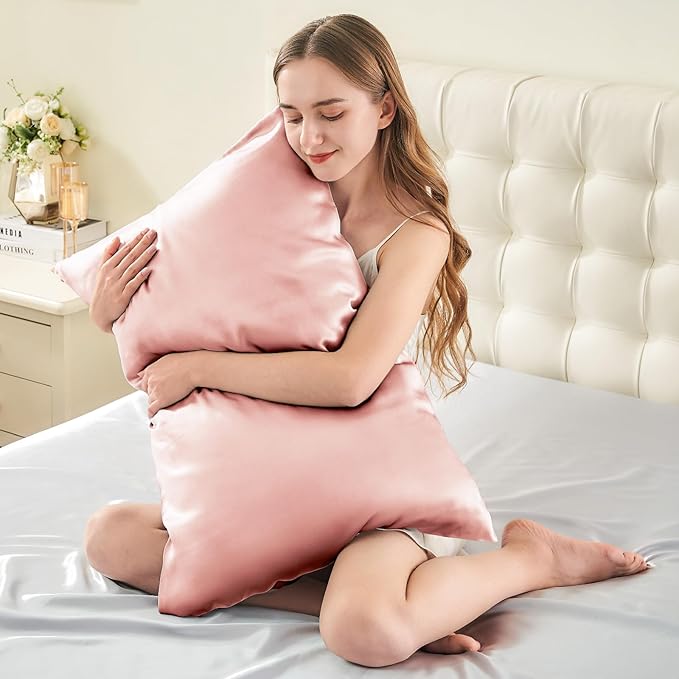 INFIIXSO Mulberry Silk Pillowcase for Hair and Skin, Silk Pillow Cases King Size with Hidden Zipper 20"x40", Extraordinary Smooth and Soft Cooling Pillow Cases for Hot Sleepers(Rose Pink, 1 Pack) - Bloomnest