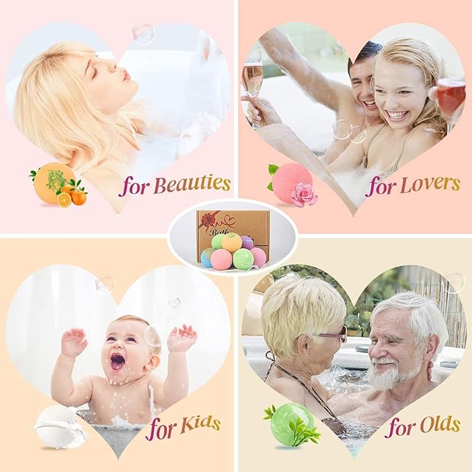 Bath Bombs Gift Set Large 12 PCS 2.8oz Organic Natural Essential Oils, Relax and Moisturize Skin, Luxury Spa Bomb Gifts for Girl, Mom, Kids, Wife, Birthday, Valentine's Day, Anniversary - Bloomnest