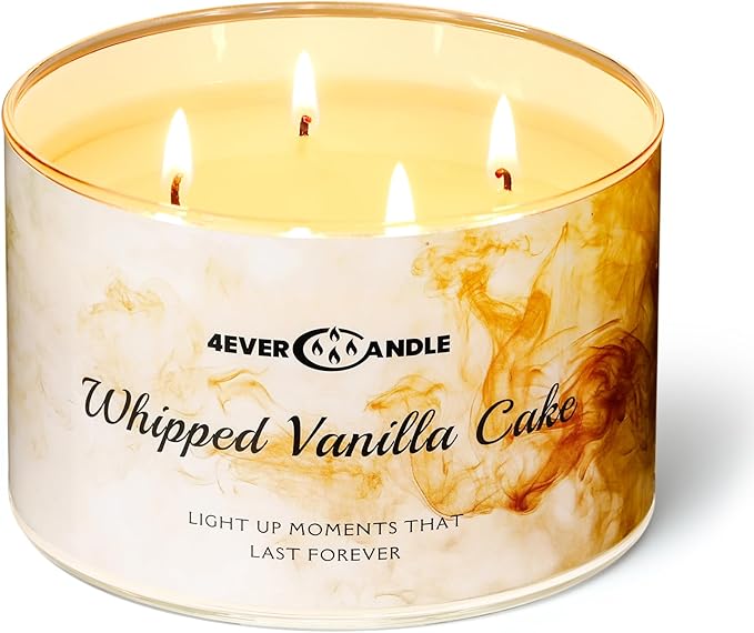 Whipped Vanilla Cake Scented Candles, 18oz Soy Candles Non Toxic 4-Wick Large Candle Jars, Over 50 Hours of Burning Time, Ideal for Gifting, Events, Home Decor - Bloomnest