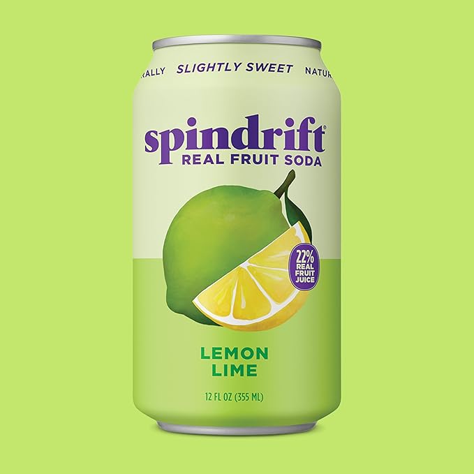 Spindrift "Lemon Lime" Soda, Made with Real Squeezed Fruit, Pack of 12 - Bloomnest