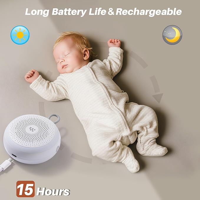 White Noise Machine - Portable Sound Machine for Baby Adult, 20 Non-looping Soothing Sound, Noise Canceling for Sleeping, Sound Therapy for Office Home, Travel, Registry Gift (White)
